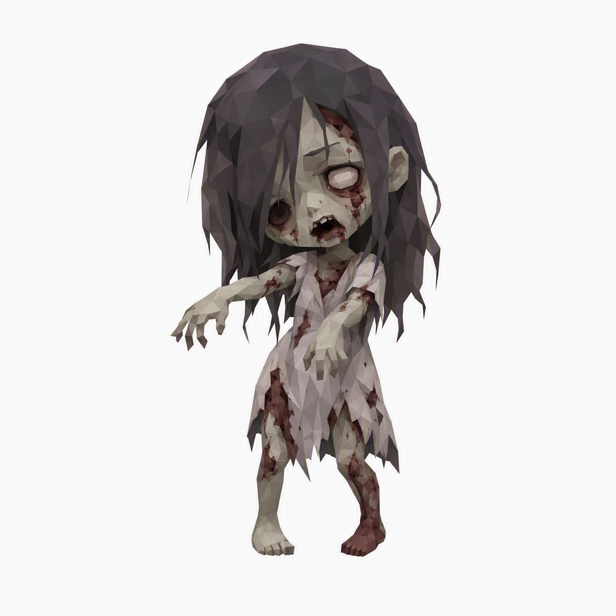 低ポリゴン女ゾンビ　歩行画像